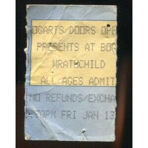 Vintage 1989 Wrathchild America Concert Ticket Stub Cincinnati OH